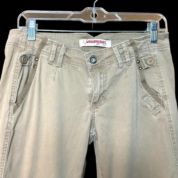 y2k union bay tan low rise casual ankle cigarette pants - Picture 2 of 6